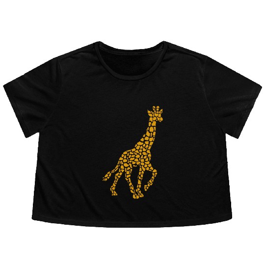 Cool Graphic Giraffe Lover Flowy Cropped Tees