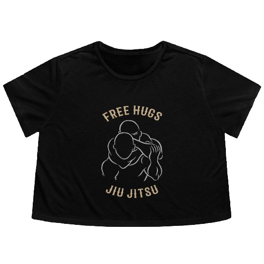 Jiu Jitsu Free Hugs Jujitsu Bjj Mma Flowy Cropped Tees