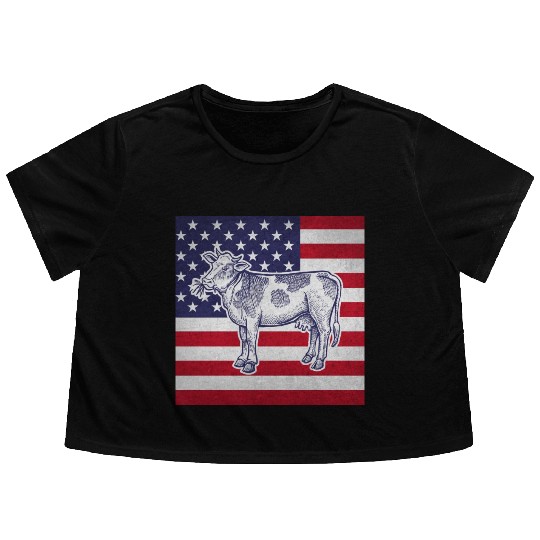 Cow Cattle Flowy Cropped Tees