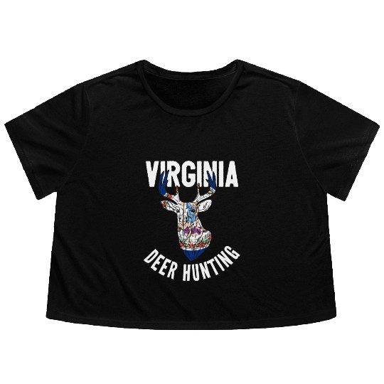 Virginia Deer Hunting Buck Stag Hunter Flowy Cropped Tees