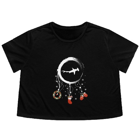 Winter dreamcatcher Christmas Hammerhead shark Flowy Cropped Tees