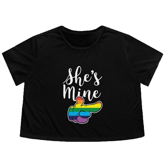 Matching Lesbian Couple She's Mine Part2 Flowy Cropped Tees