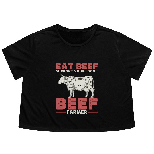 Cattle Farming Agriculture Beef Lover Flowy Cropped Tees