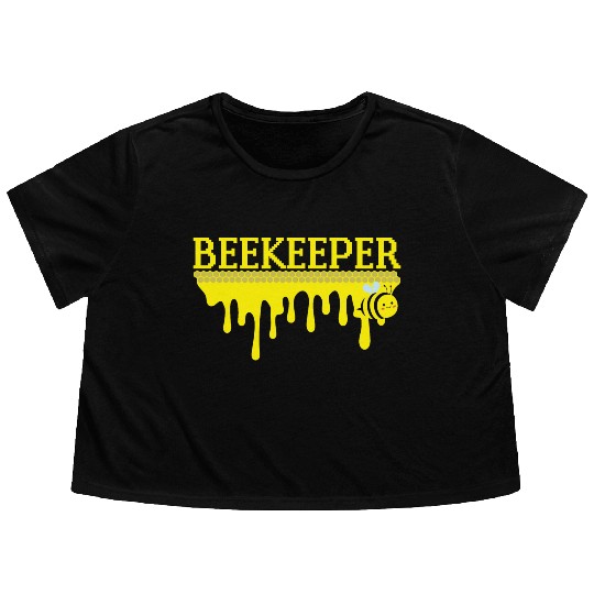 Bee Keeper Beekeeper, Funny Bee Hive Honey Lover Flowy Cropped Tees