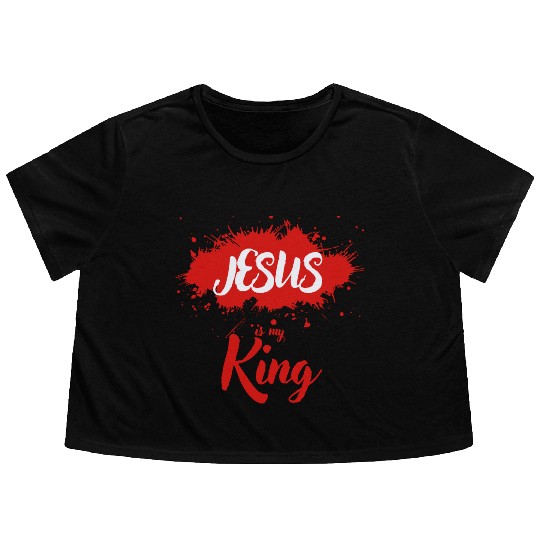JESUS is my King Flowy Cropped Tees