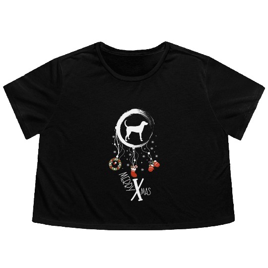 dog dreamcatcher Christmas Coonhound Flowy Cropped Tees