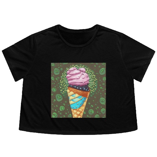 ice cream Flowy Cropped Tees