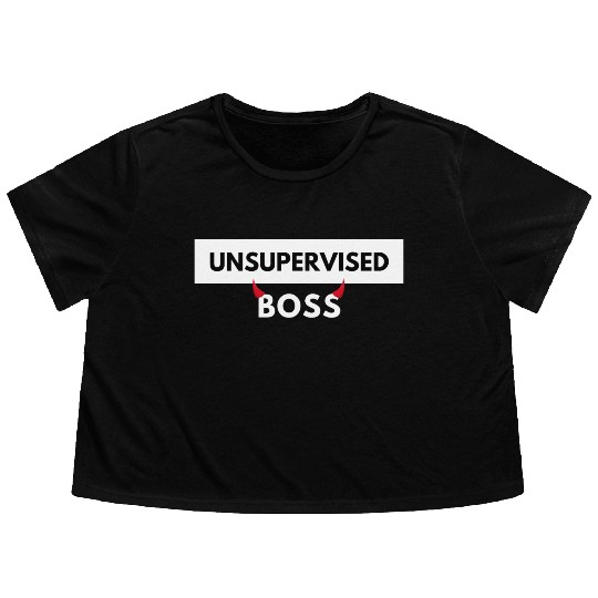 UNSUPERVISED BOSS FUNNY CUTE DESIGN Flowy Cropped Tees