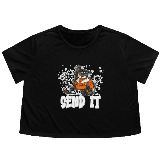 Send It Ride Like You Stole It Snowmobile Flowy Cropped Tees