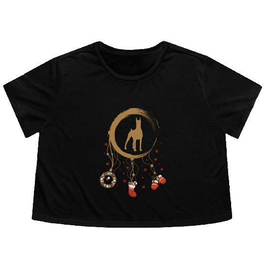 dog dreamcatcher Christmas Doberman Flowy Cropped Tees