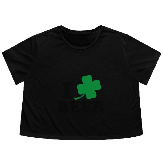 I Love Beer St Patricks Day Flowy Cropped Tees