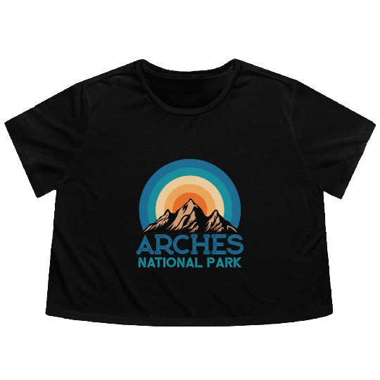 Cool Vintage Retro Arches National Park Mountain Flowy Cropped Tees