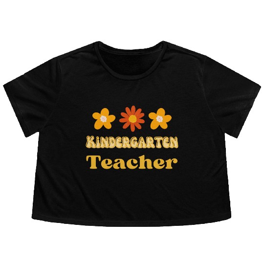 Cute Kindergarten teacher Aesthetic Flowy Cropped Tees