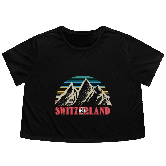 Switzerland Mountains Gift Idea Flowy Cropped Tees