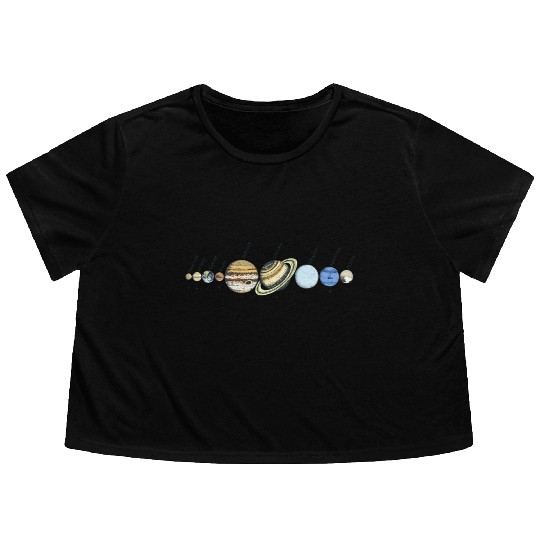 Solar System Astrophysic Planets, Solar System Flowy Cropped Tees
