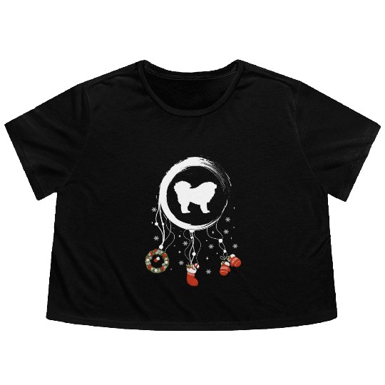 dog dreamcatcher Christmas Tibetan Mastiff Flowy Cropped Tees
