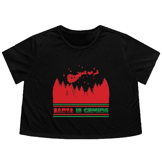 Santa is coming Flowy Cropped Tees