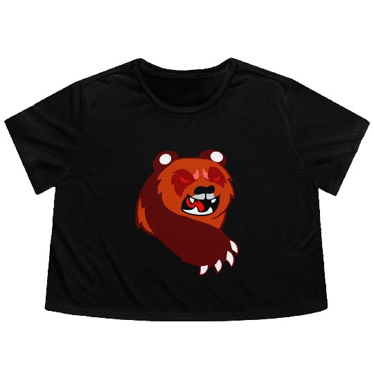angry panda Flowy Cropped Tees