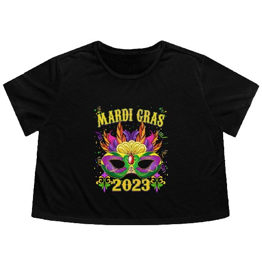 Beads Bling Party - Mardi Gras 2023 Flowy Cropped Tees