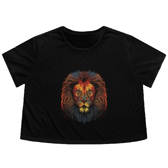 Lion Face Flowy Cropped Tees