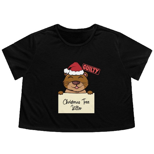 Sea otter christmas funny prison Flowy Cropped Tees