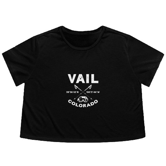 Vail Colorado, Skiing Flowy Cropped Tees