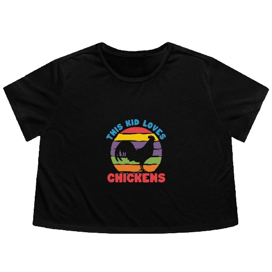 This Kid Loves Chickens Retro Flowy Cropped Tees