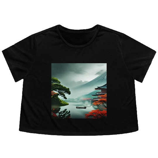 Aesthetic japan nature Flowy Cropped Tees