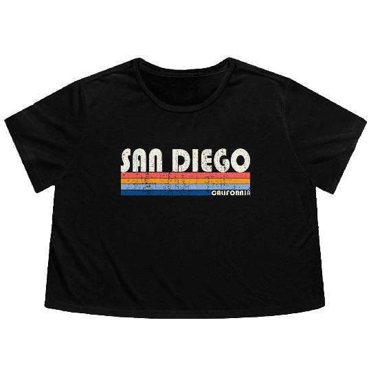 Vintage 70S 80S Style San Diego Ca Flowy Cropped Tees