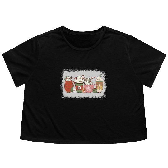 Christmas Hot Chocolate Peppermint Mocha Flowy Cropped Tees