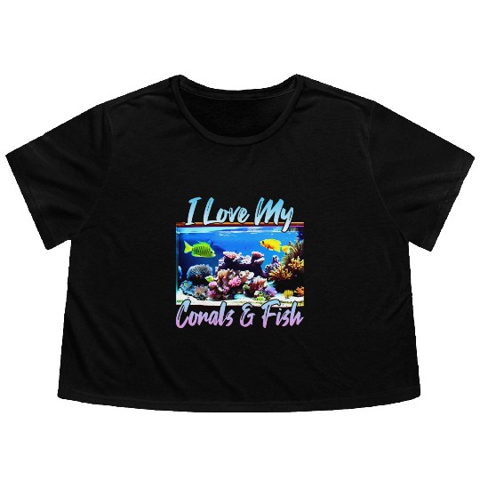 Saltwater aquarium coral fish Flowy Cropped Tees
