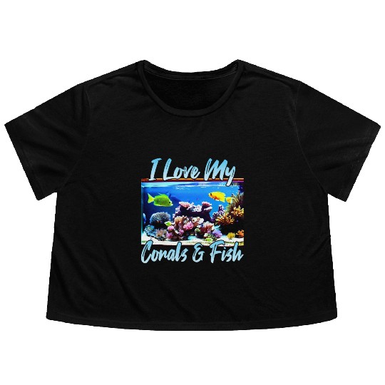 Saltwater aquarium coral fish Flowy Cropped Tees