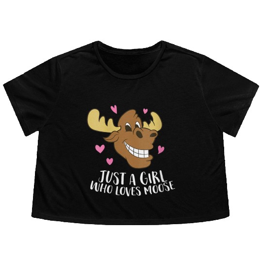 Funny Just A Teacher Who Loves Moose Flowy Cropped Tees