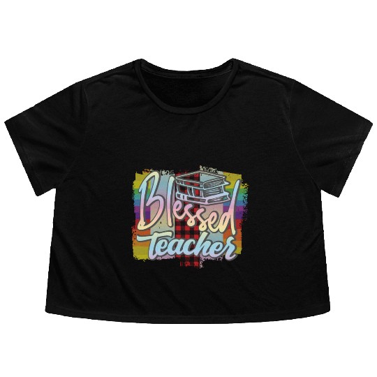 Blessed teacher Flowy Cropped Tees
