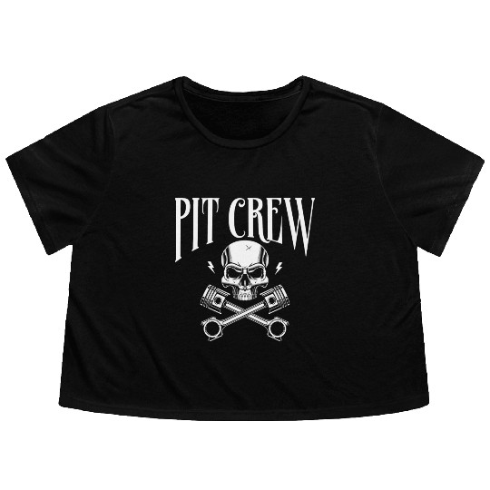 Drag Racing Race Car Pit Crew Flowy Cropped Tees
