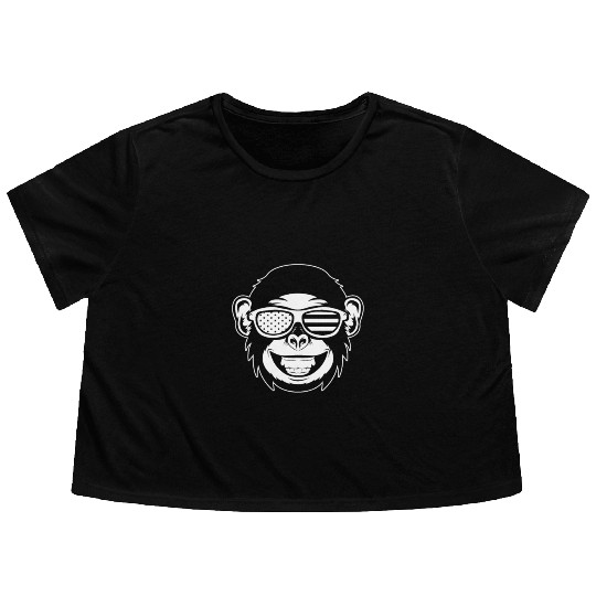Chimpanzee Orangutan Monkey Head Monkey Flowy Cropped Tees