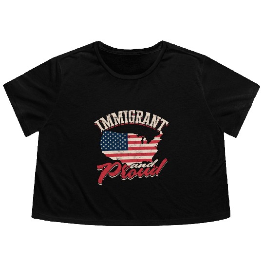 US Immigrant Indigenous USA Immigrants america Flowy Cropped Tees