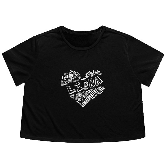 Libra Heart Word Cloud Doodle Astrology Zodiac Sta Flowy Cropped Tees