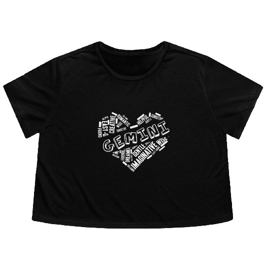 Gemini Heart Word Cloud Doodle Astrology Zodiac St Flowy Cropped Tees