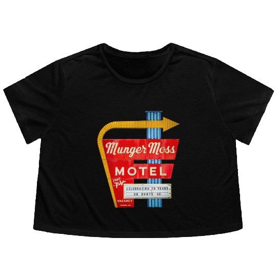 Munger Moss Motel Sign Route 66 Lebanon MO Flowy Cropped Tees