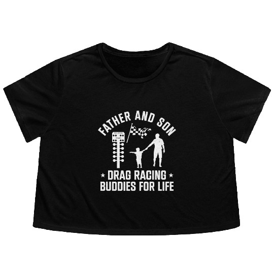 Drag Racing Race Car Dad Son Flowy Cropped Tees