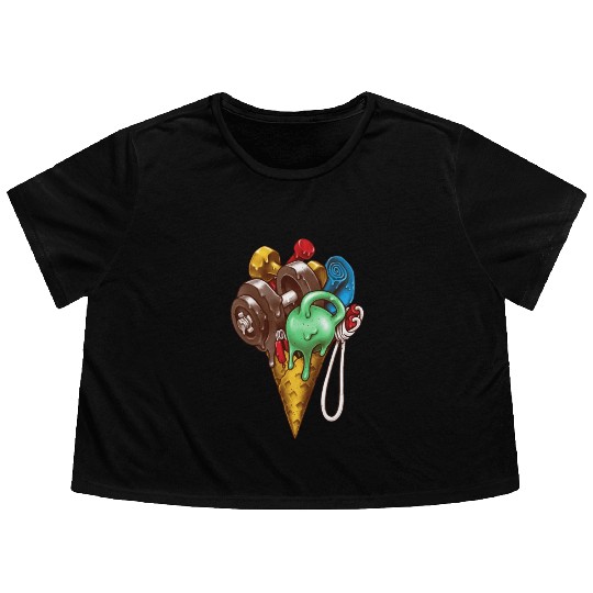 Gym Ice Cream Workout Flowy Cropped Tees