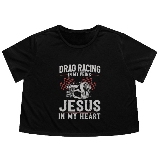 Drag Racing Race Car Drag Racing Flowy Cropped Tees
