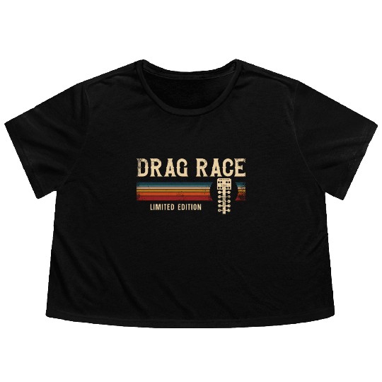 Drag Racing Race Car Retro Vintage Flowy Cropped Tees