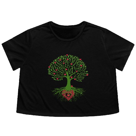Tree - love Flowy Cropped Tees