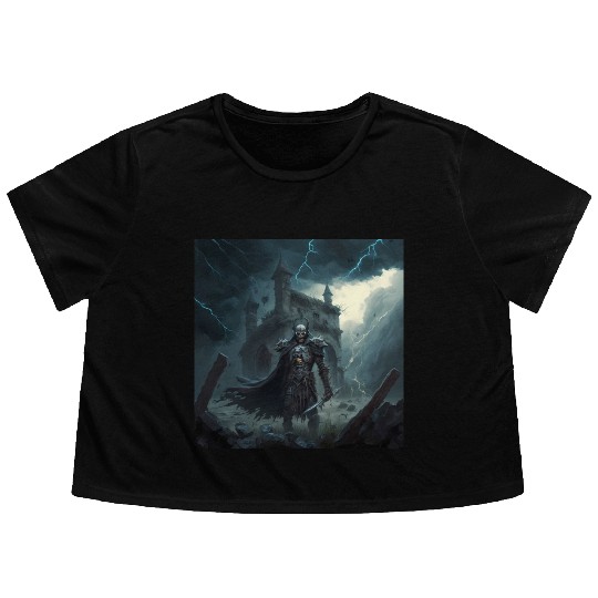 Death Knight in Thunderstorm Flowy Cropped Tees