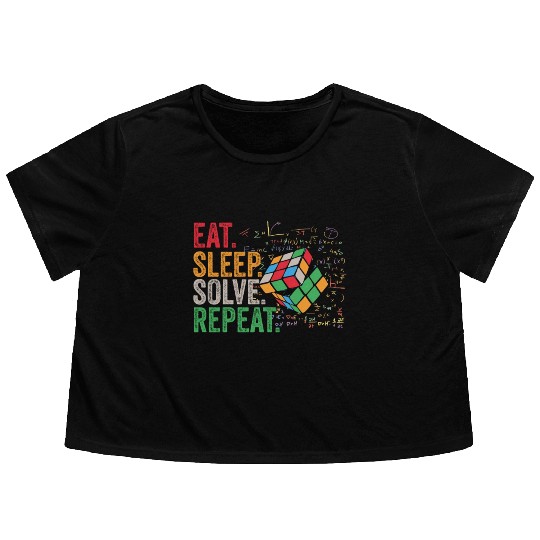 Eat Sleep Solve Repeat Math Speed Cubing Genie Flowy Cropped Tees