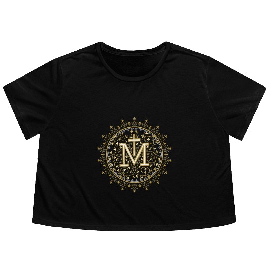 Hail Mary Catholic Our Lady Holy Blessed Maria Flowy Cropped Tees