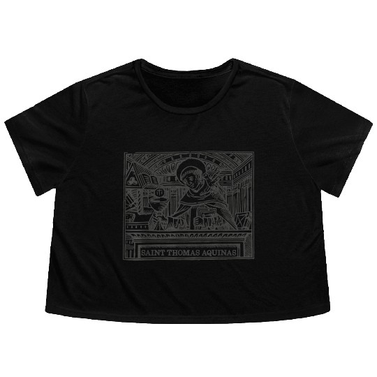 St Thomas Aquinas Patron Saint Students Catholic S Flowy Cropped Tees