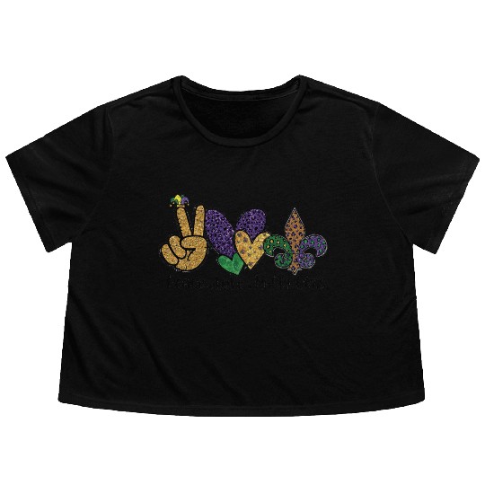 PEACE LOVE MARDI GRAS Flowy Cropped Tees